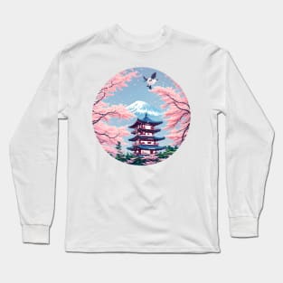 Japanese House by the Mountain Long Sleeve T-Shirt